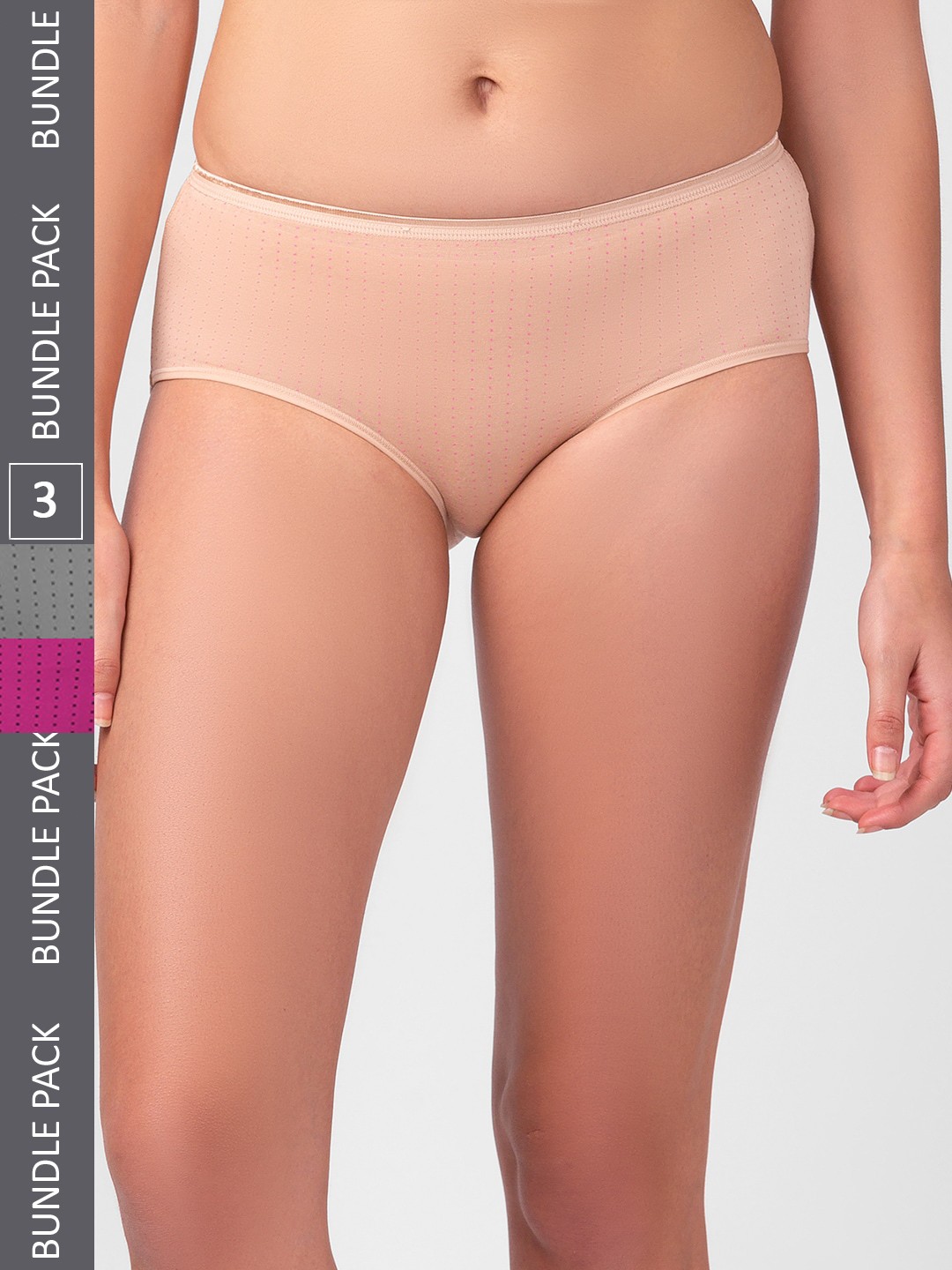 

FashionRack Women Pack Of 3 Assorted Printed Cotton Hipster Briefs