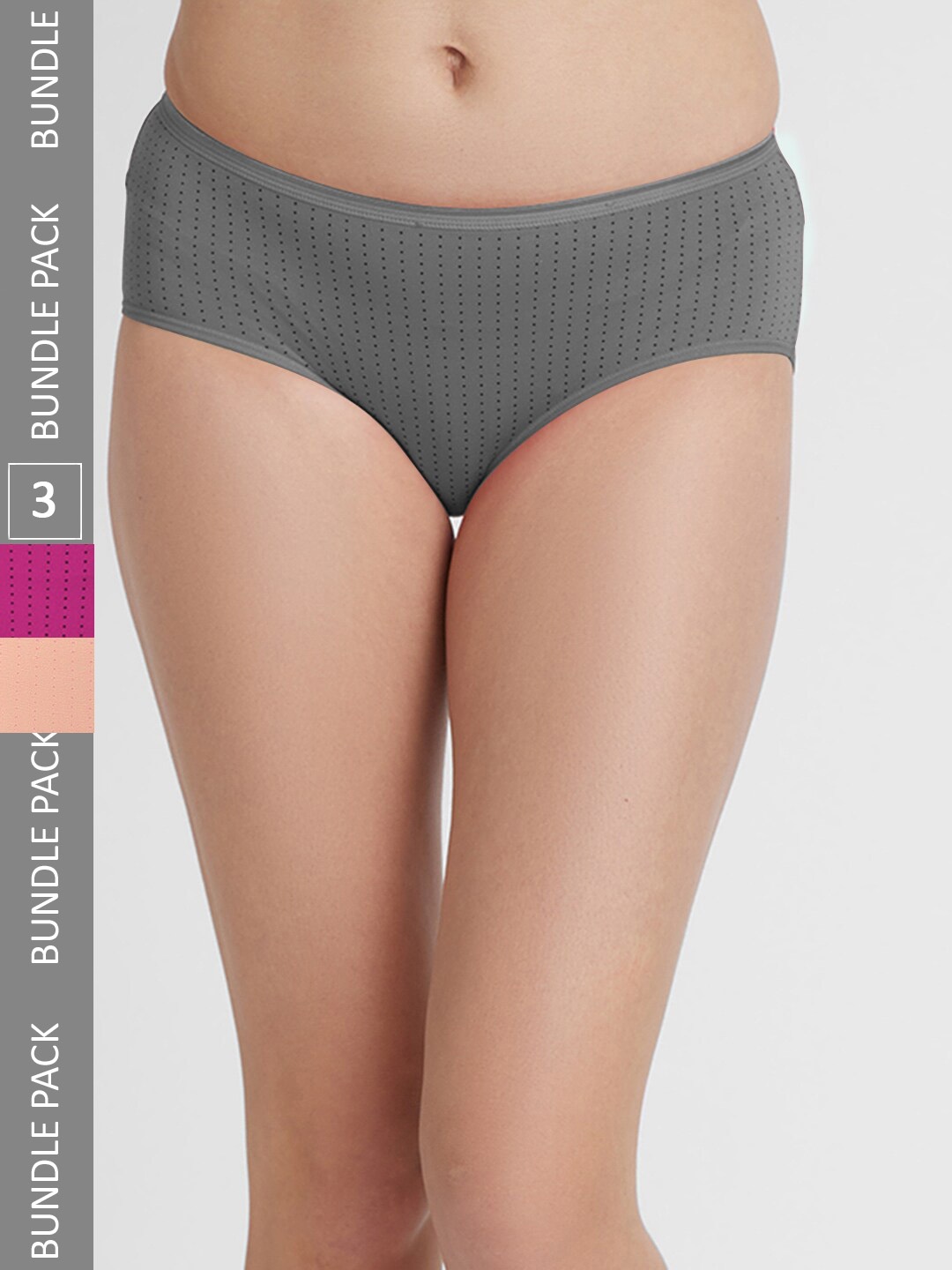 

FashionRack Women Pack Of 3 Assorted Printed Cotton Hipster Briefs