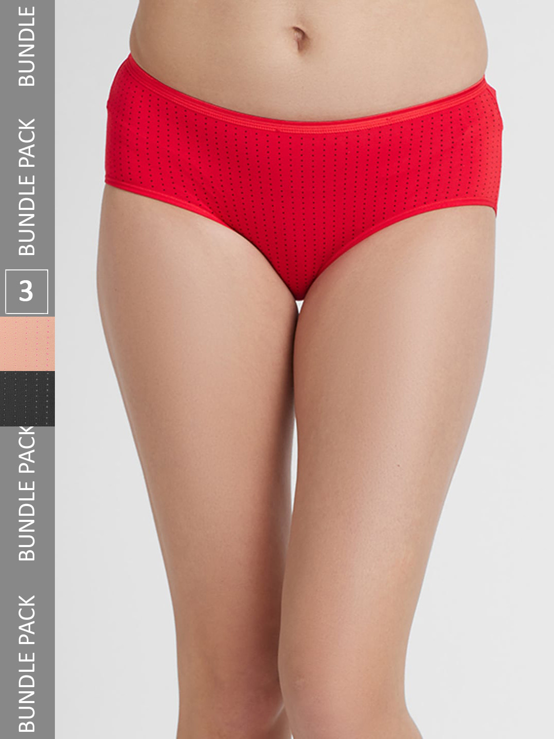 

FashionRack Women Pack Of 3 Assorted Printed Cotton Hipster Briefs