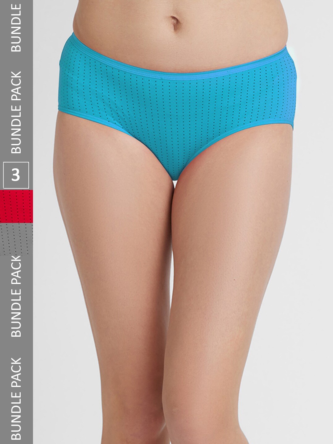 

FashionRack Women Pack Of 3 Assorted Printed Cotton Hipster Briefs