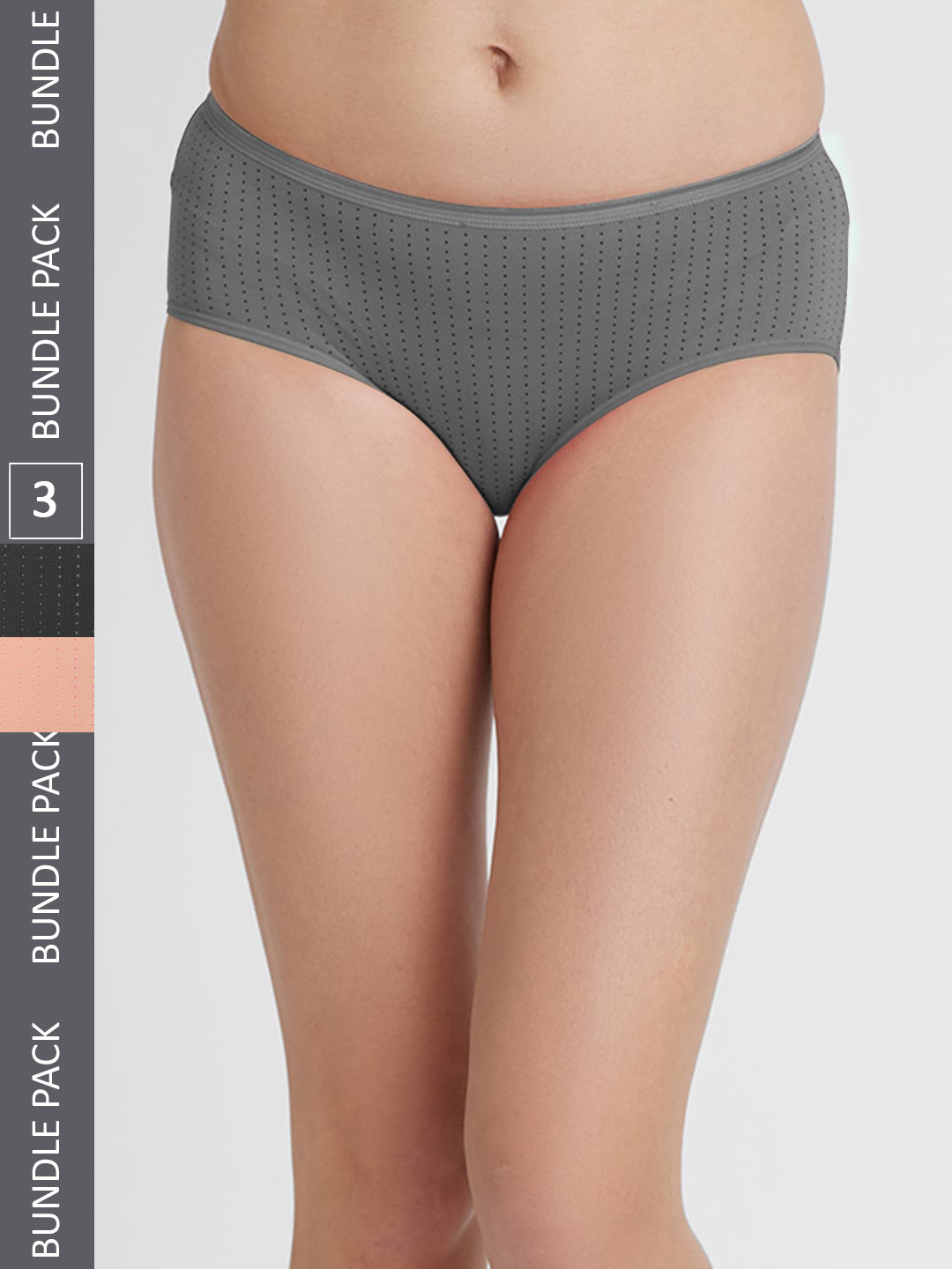 

FashionRack Women Pack Of 3 Assorted Printed Cotton Hipster Briefs