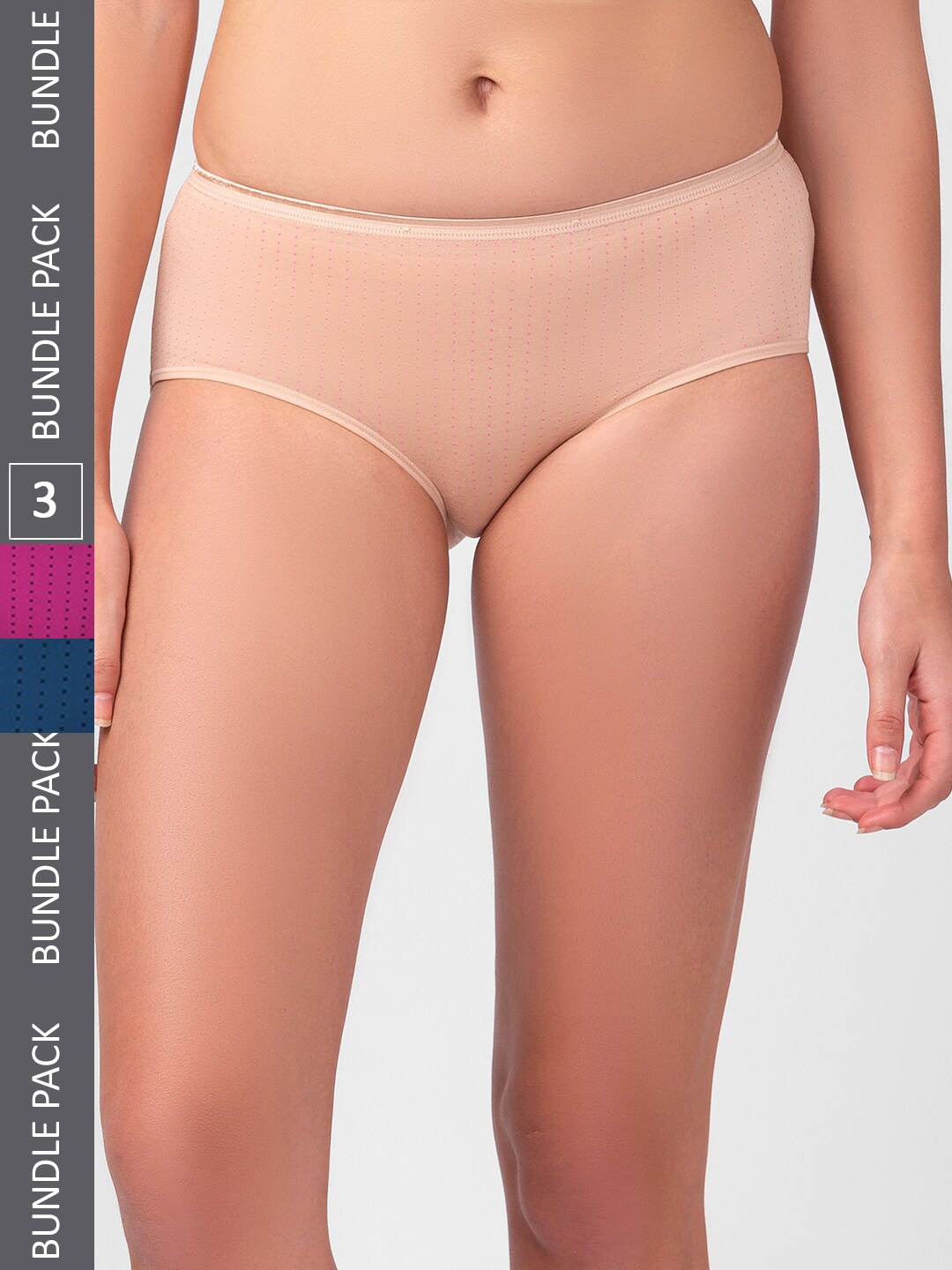 

FashionRack Women Pack Of 3 Assorted Printed Anti Odour Cotton Hipster Briefs