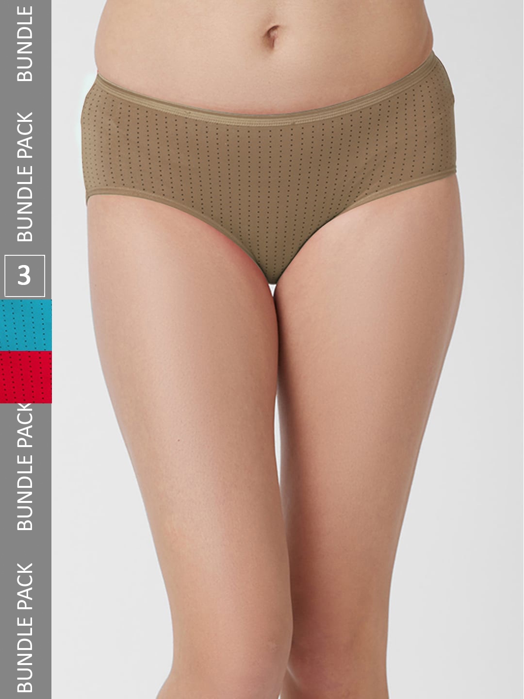 

FashionRack Women Pack Of 3 Assorted Printed Cotton Hipster Briefs