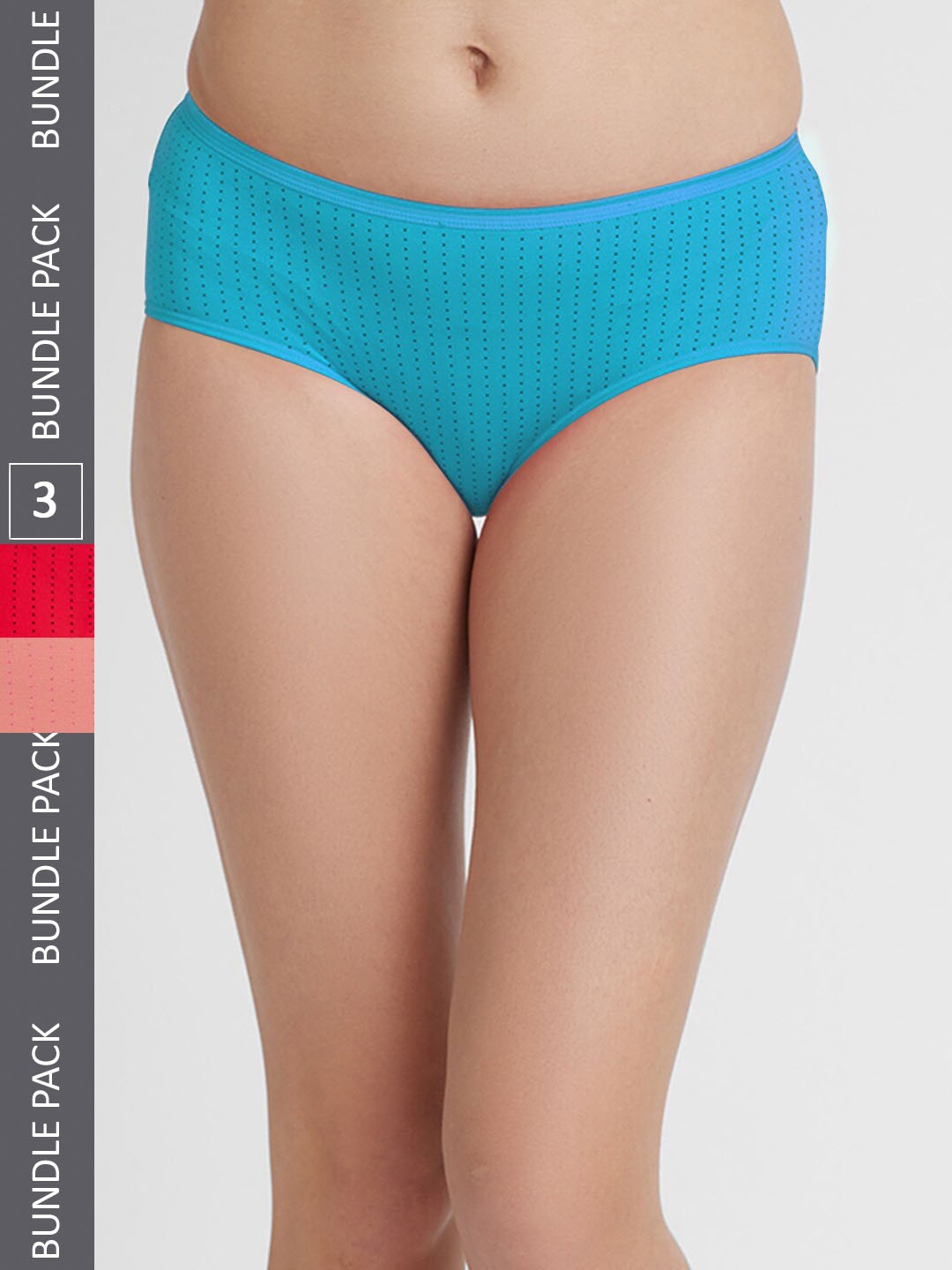 

FashionRack Women Pack Of 3 Assorted Printed Cotton Hipster Briefs