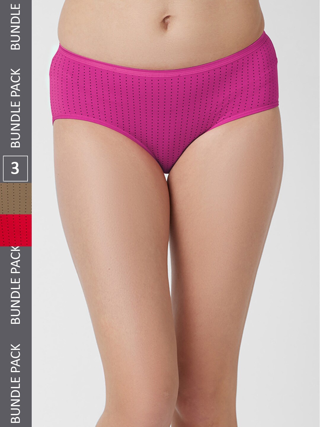 

FashionRack Women Pack Of 3 Assorted Printed Anti Odour Cotton Hipster Briefs