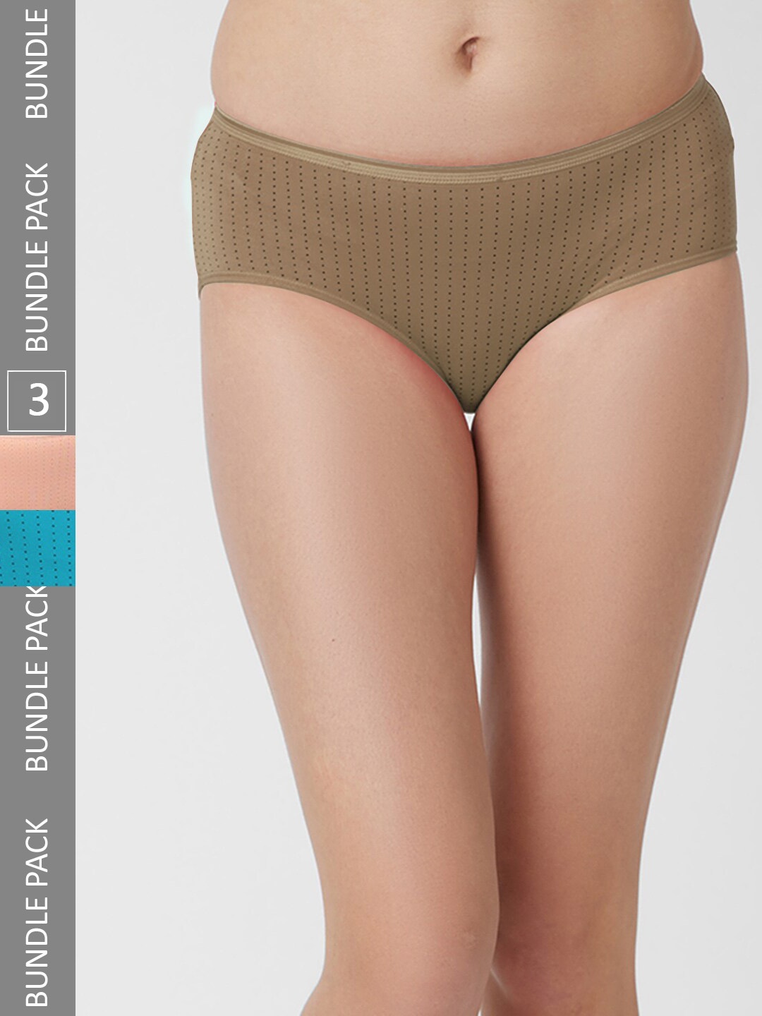 

FashionRack Women Pack Of 3 Assorted Printed Cotton Hipster Briefs