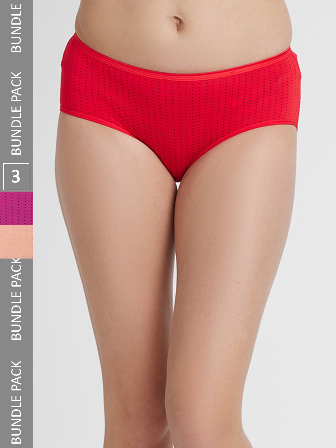 

FashionRack Women Pack Of 3 Assorted Printed Cotton Hipster Briefs