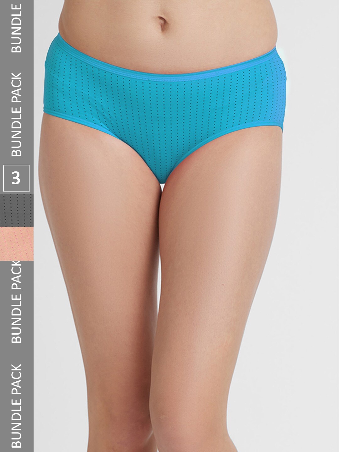 

FashionRack Women Pack Of 3 Assorted Printed Cotton Hipster Briefs