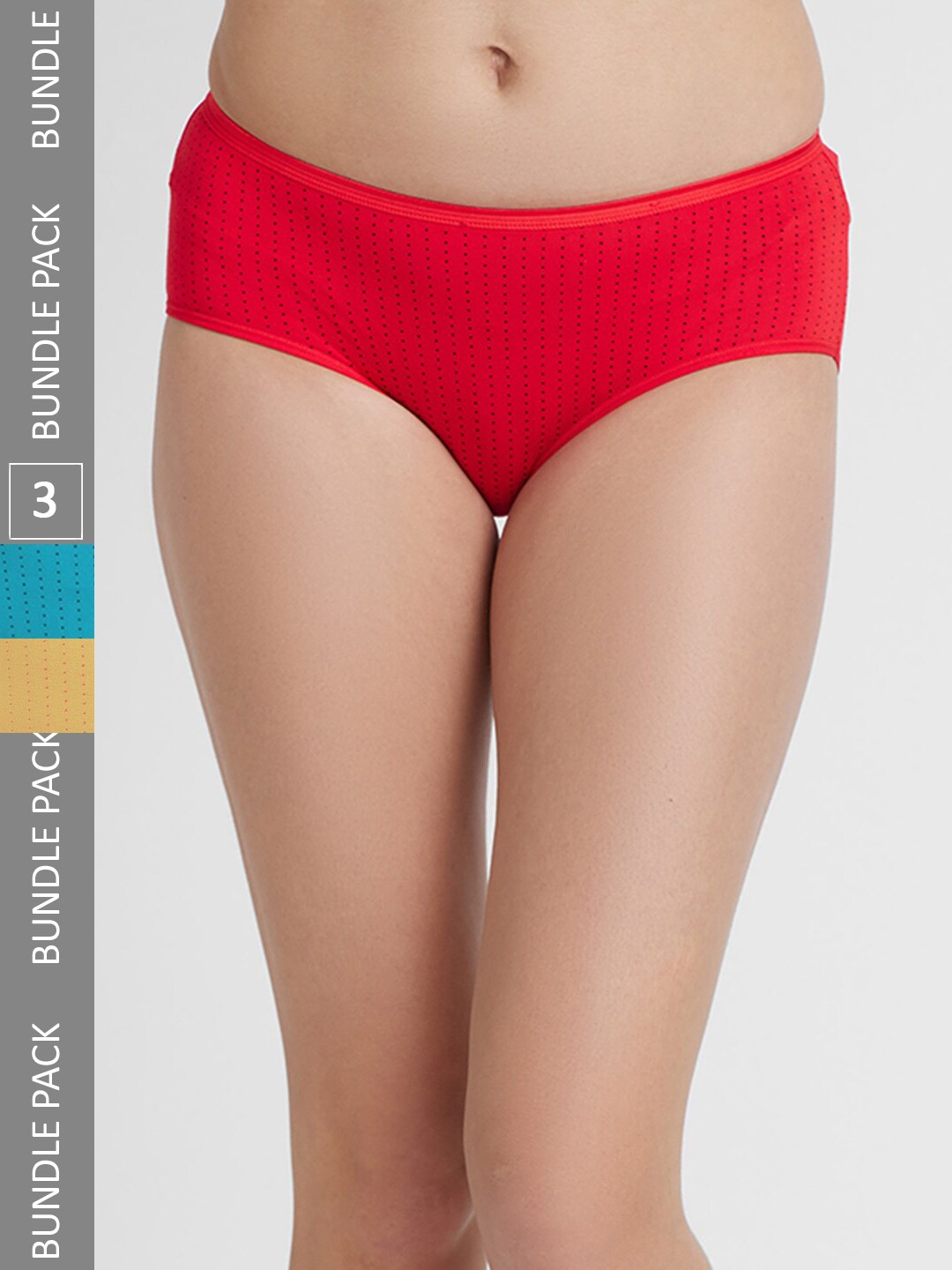 

FashionRack Women Pack Of 3 Assorted Printed Cotton Hipster Briefs