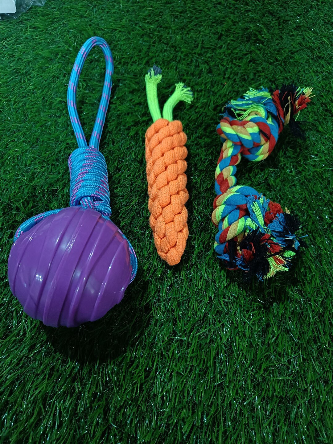 

Emily pets Set Of 3 Pure Cotton Chew Rope Pet Toys, Orange