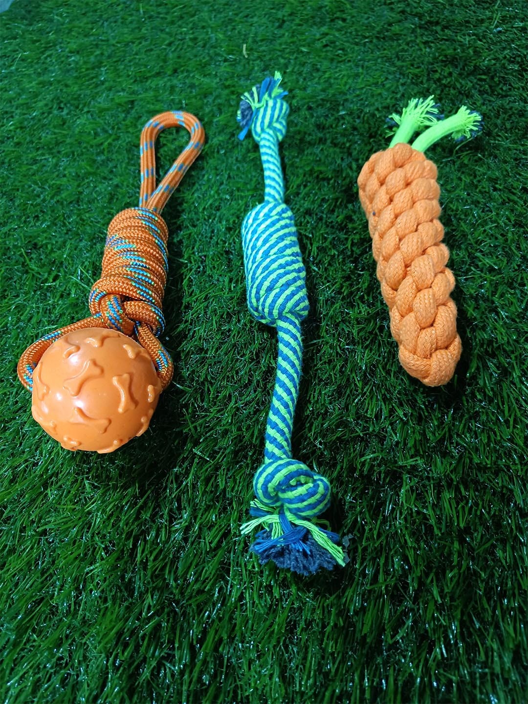 

Emily pets Set Of 3 Pure Cotton Chew Rope Pet Toys, Orange