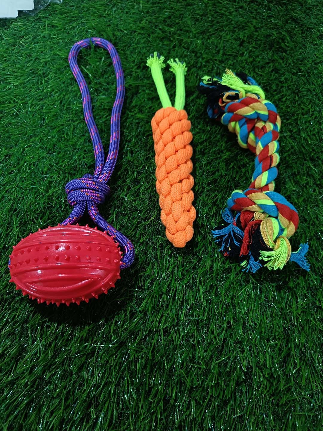 

Emily pets Set Of 3 Pure Cotton Chew Rope Toys, Red