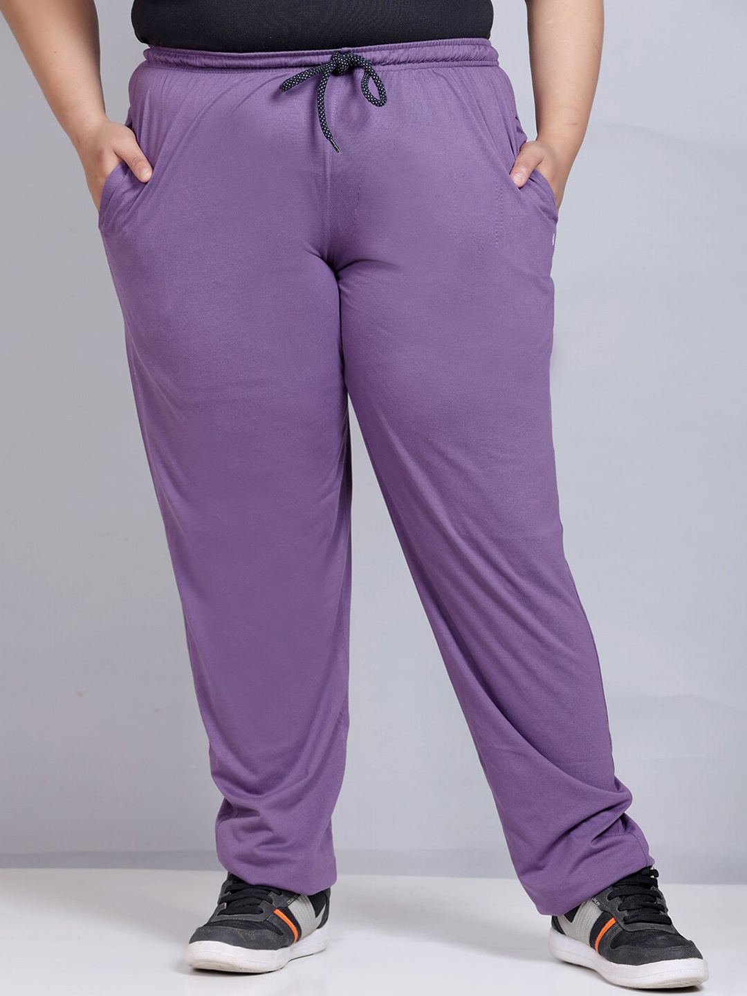 

CUPID Women Plus Size Cotton Track Pants, Lavender