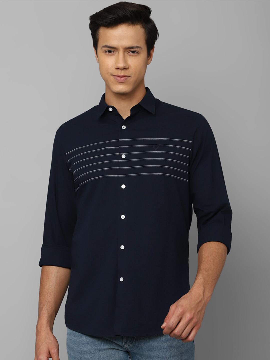 

Allen Solly Slim Fit Pure Cotton Casual Shirt, Navy blue