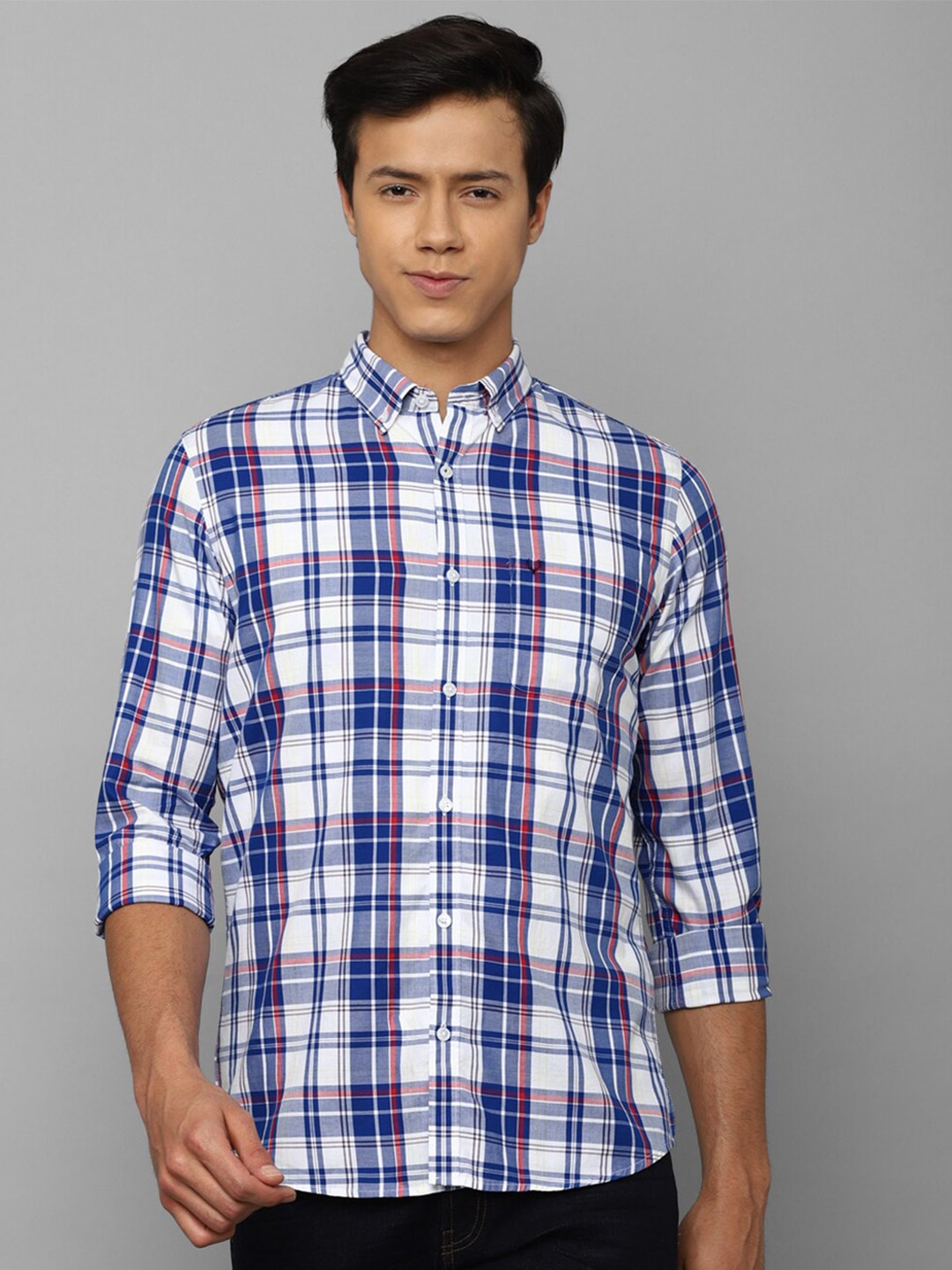 

Allen Solly Slim Fit Checked Pure Cotton Casual Shirt, Blue