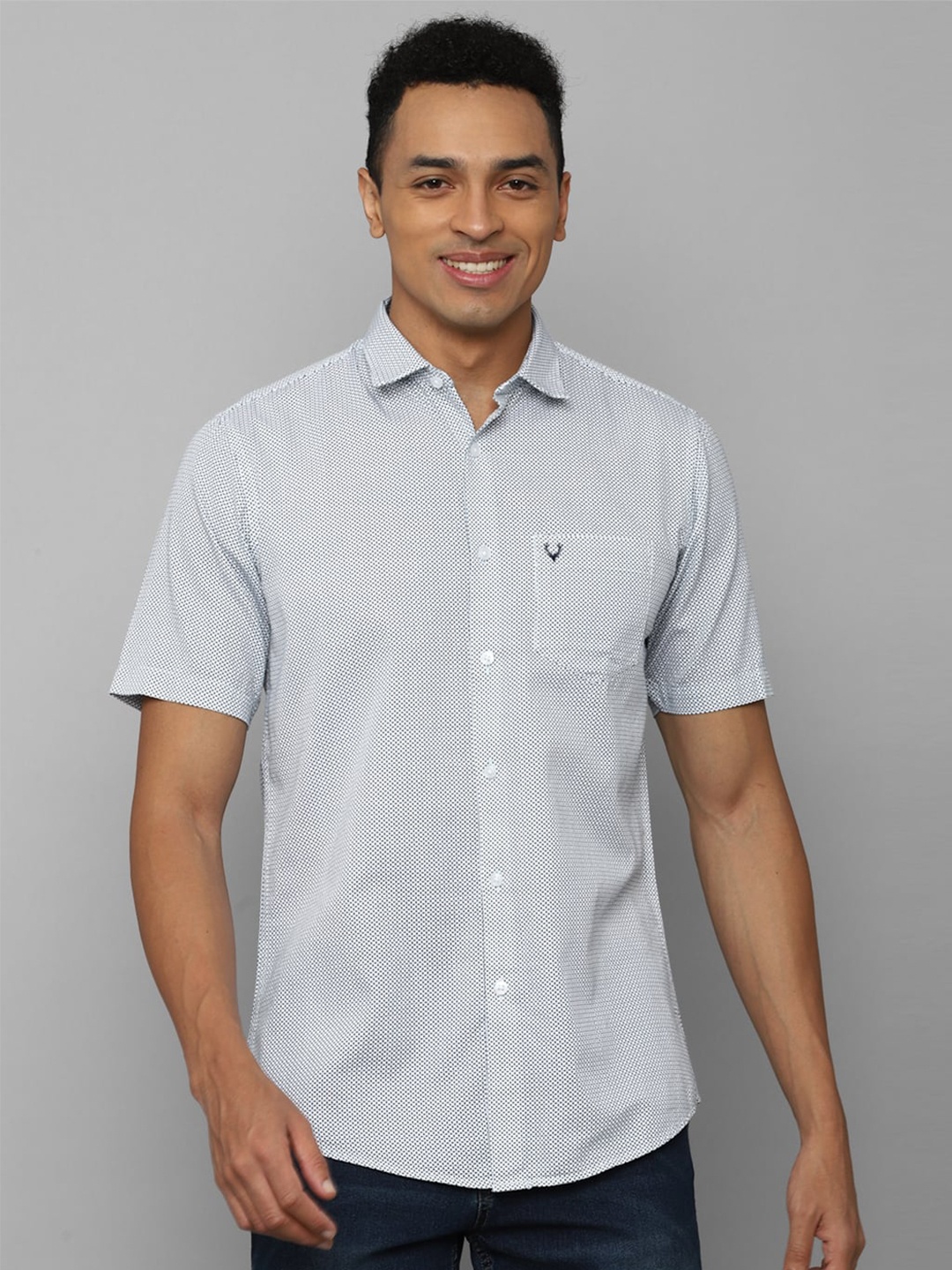 

Allen Solly Micro Ditsy Printed Slim Fit Pure Cotton Casual Shirt, Grey
