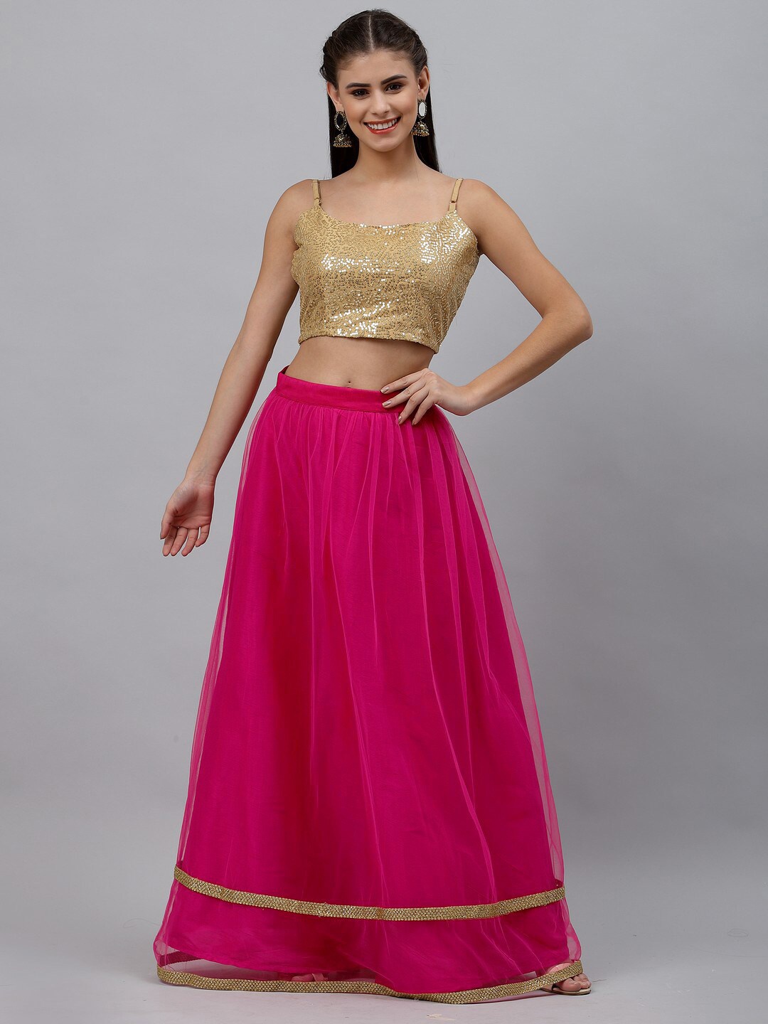 

studio rasa Embellished Sequinned Ready to Wear Lehenga Choli, Pink