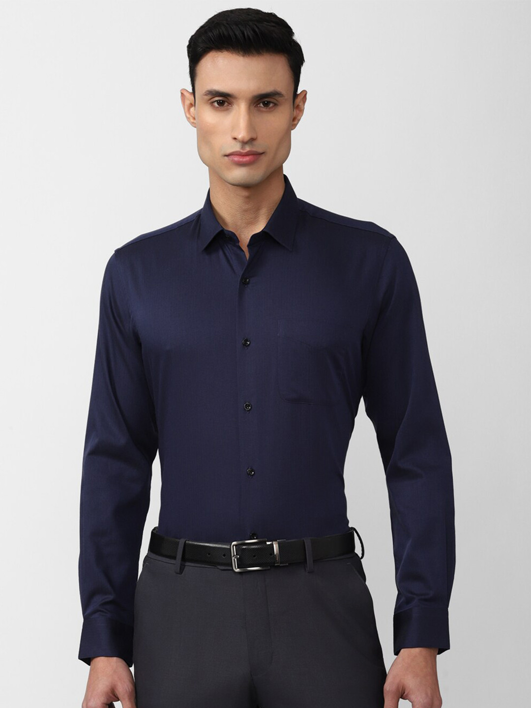 

Peter England Spread Collar Pure Cotton Formal Shirt, Navy blue