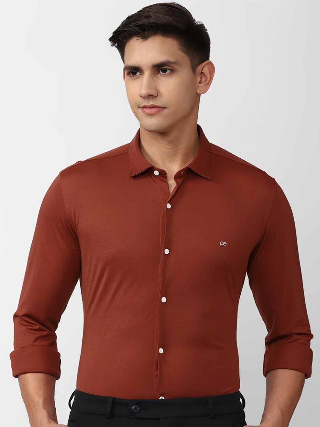 

Peter England Spread Collar Slim Fit Cotton Formal Shirt, Brown