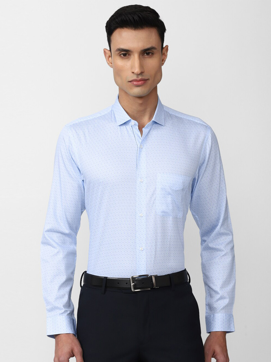 

Peter England Geometric Printed Pure Cotton Formal Shirt, Blue