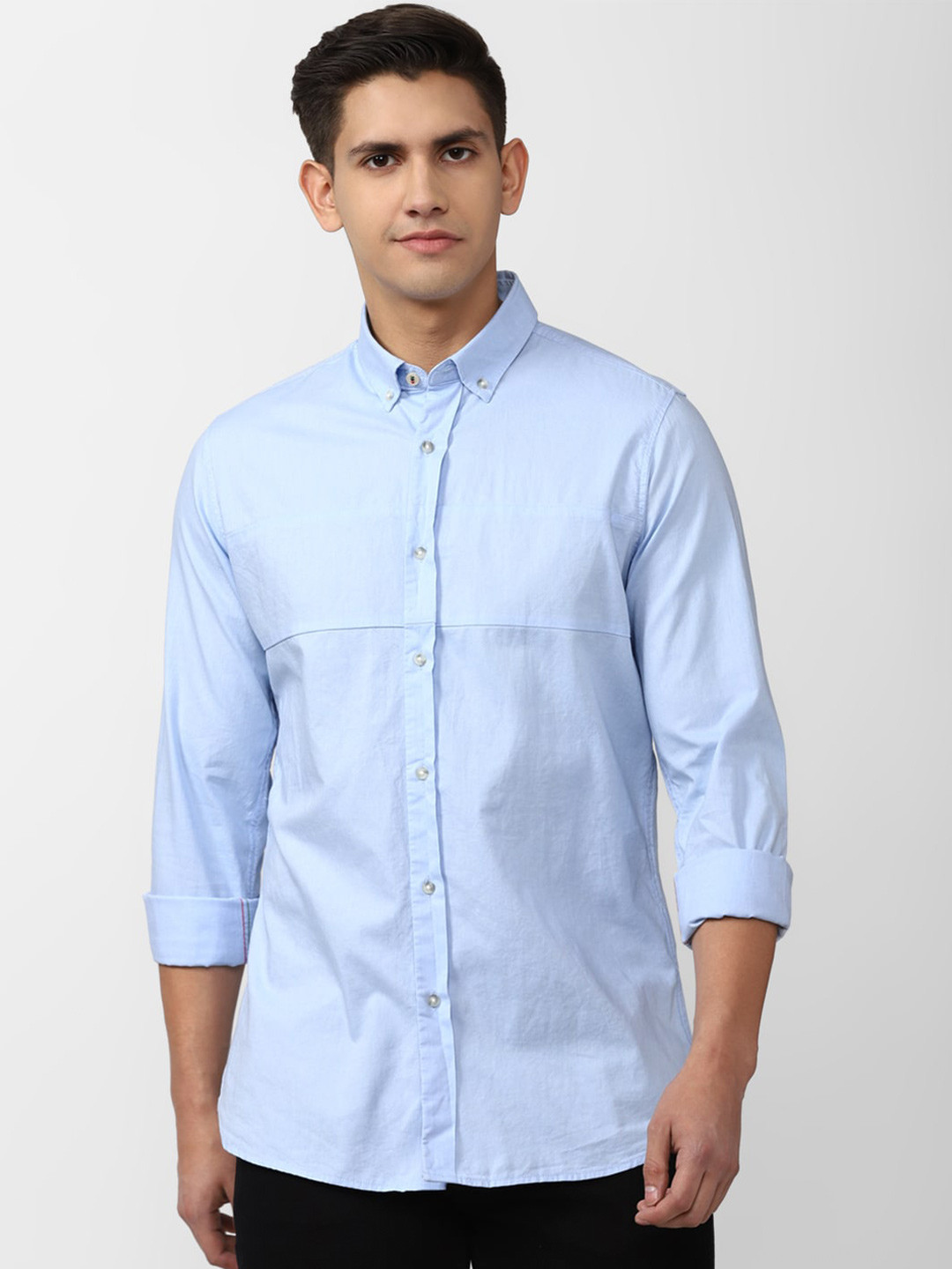 

Peter England Casuals Slim Fit Pure Cotton Button-Down Collar Casual Shirt, Turquoise blue