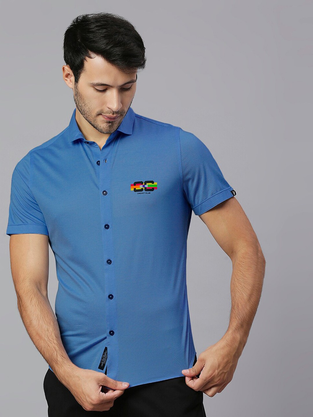 

Thomas Scott Cricket Club Collection Classic Cutaway Collar 4 Way Stretch Casual Shirt, Blue
