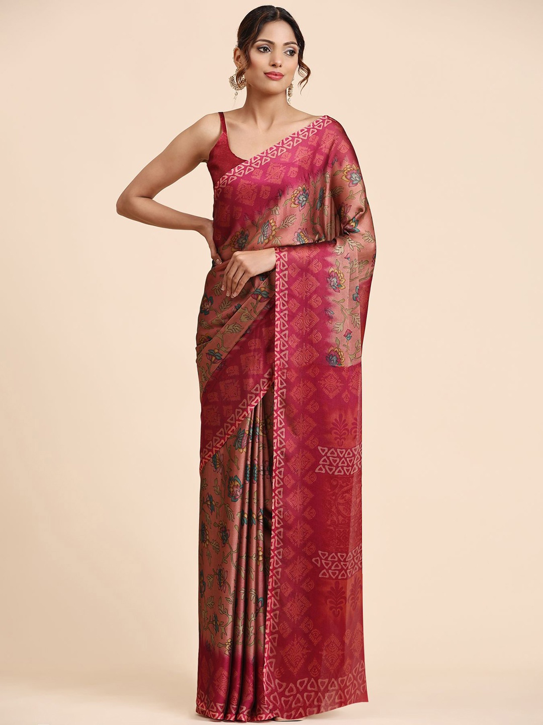 

AVANSHEE Pink Printed Saree