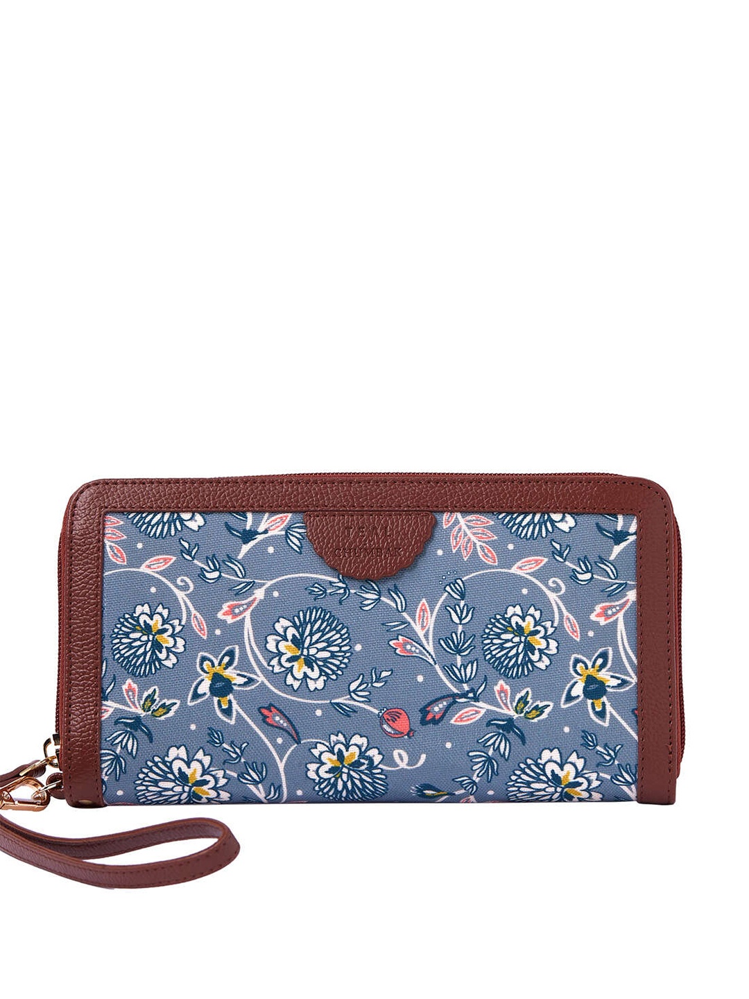 

TEAL BY CHUMBAK Women Floral Printed Canvas Zip Around Wallet, Grey