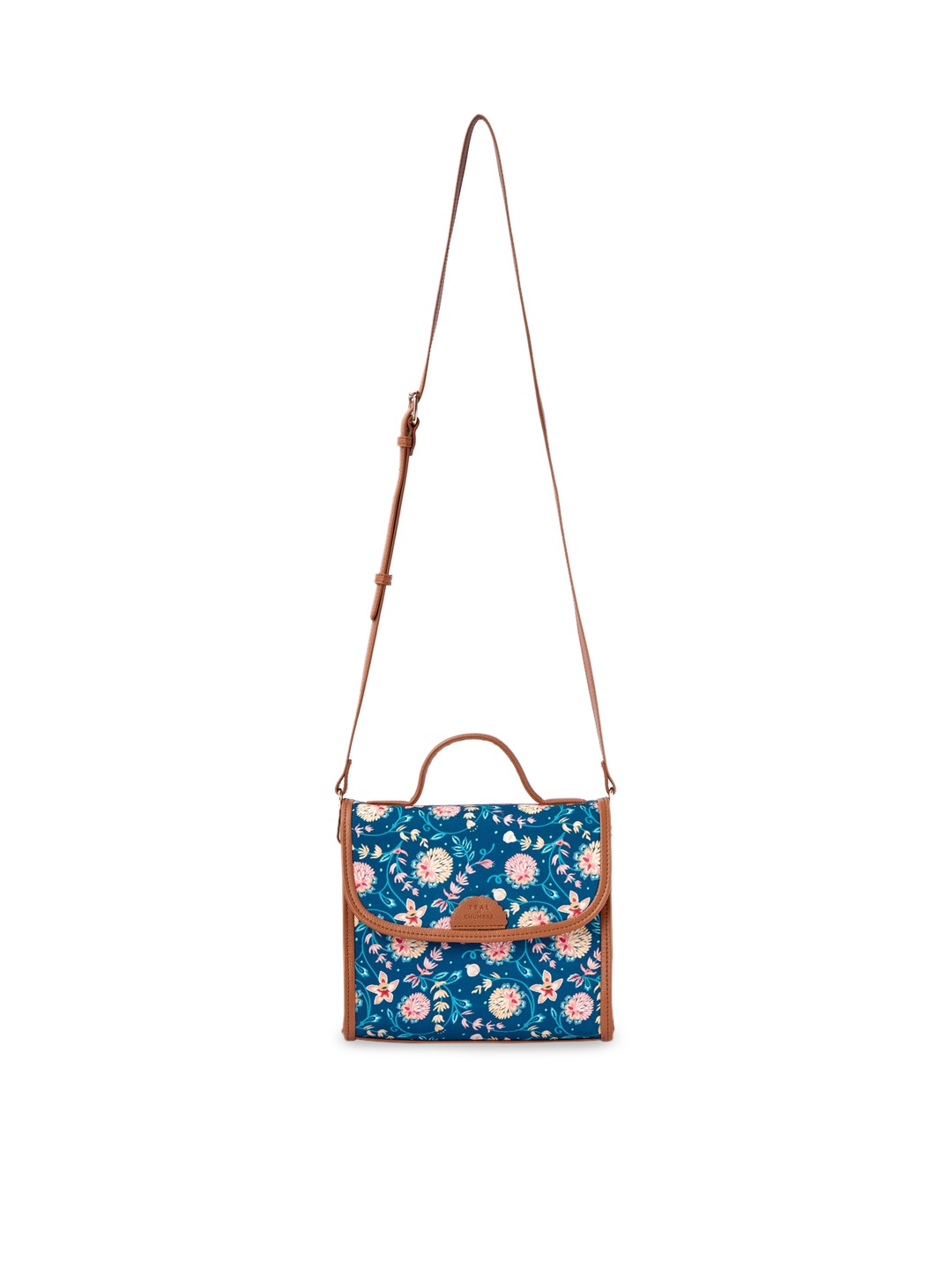 

TEAL BY CHUMBAK Floral Printed Sling Bag, Brown