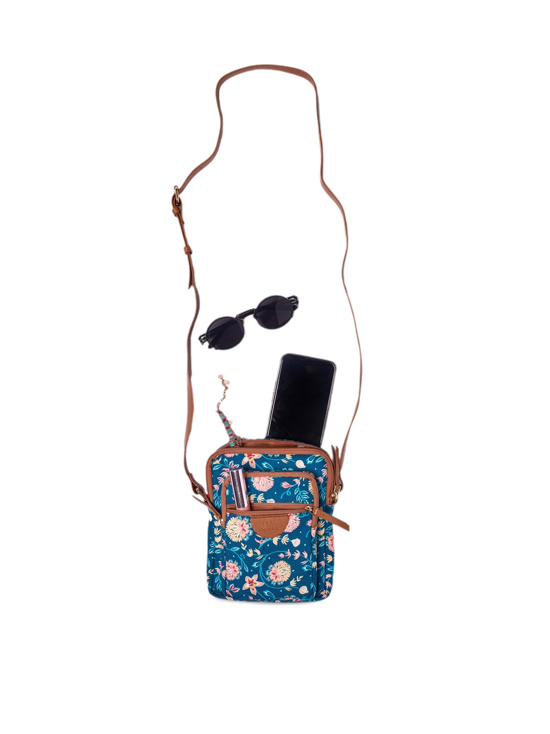 

TEAL BY CHUMBAK Printed Sling Bag, Blue