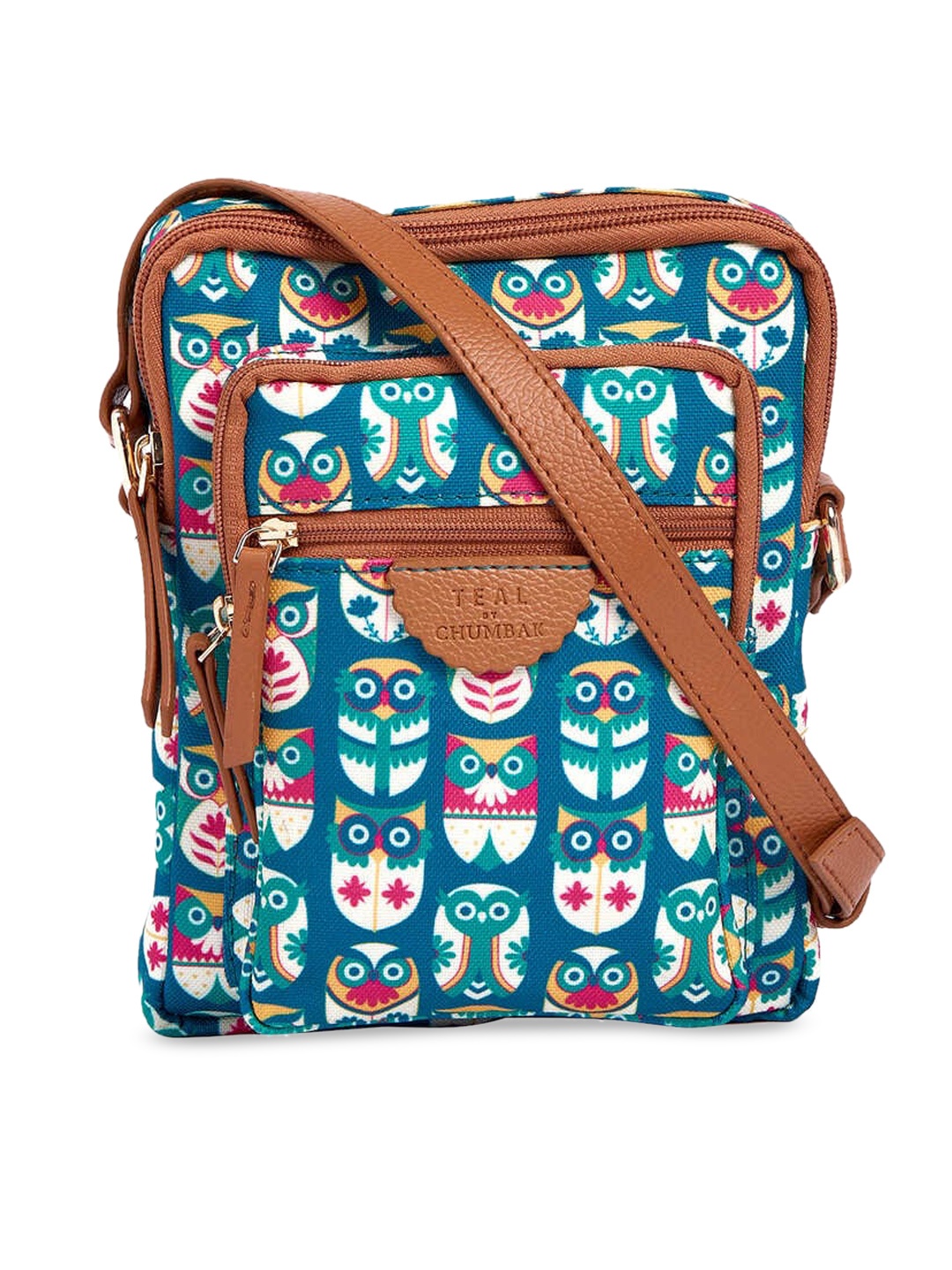 

TEAL BY CHUMBAK Graphic Printed Sling Bag, Blue