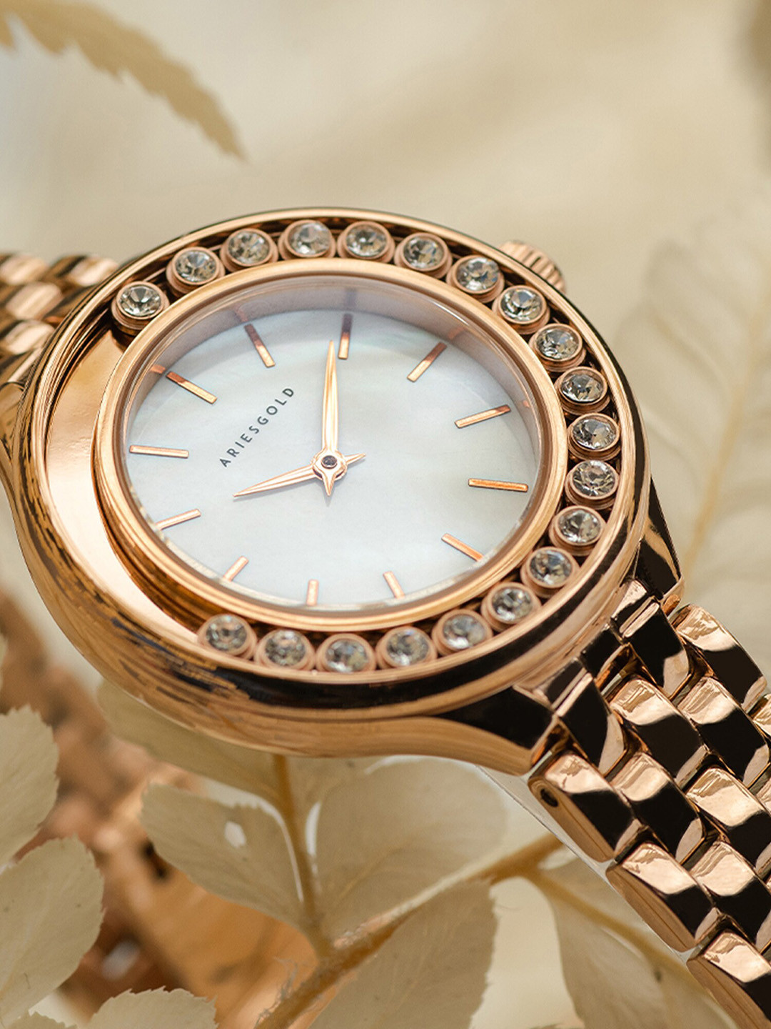 

Aries Gold Women Brass Dial & Stainless Steel Bracelet Style Straps Analogue Watch, White