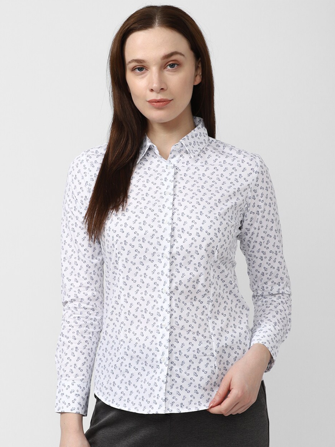 

Van Heusen Woman Printed Cotton Formal Shirt, White