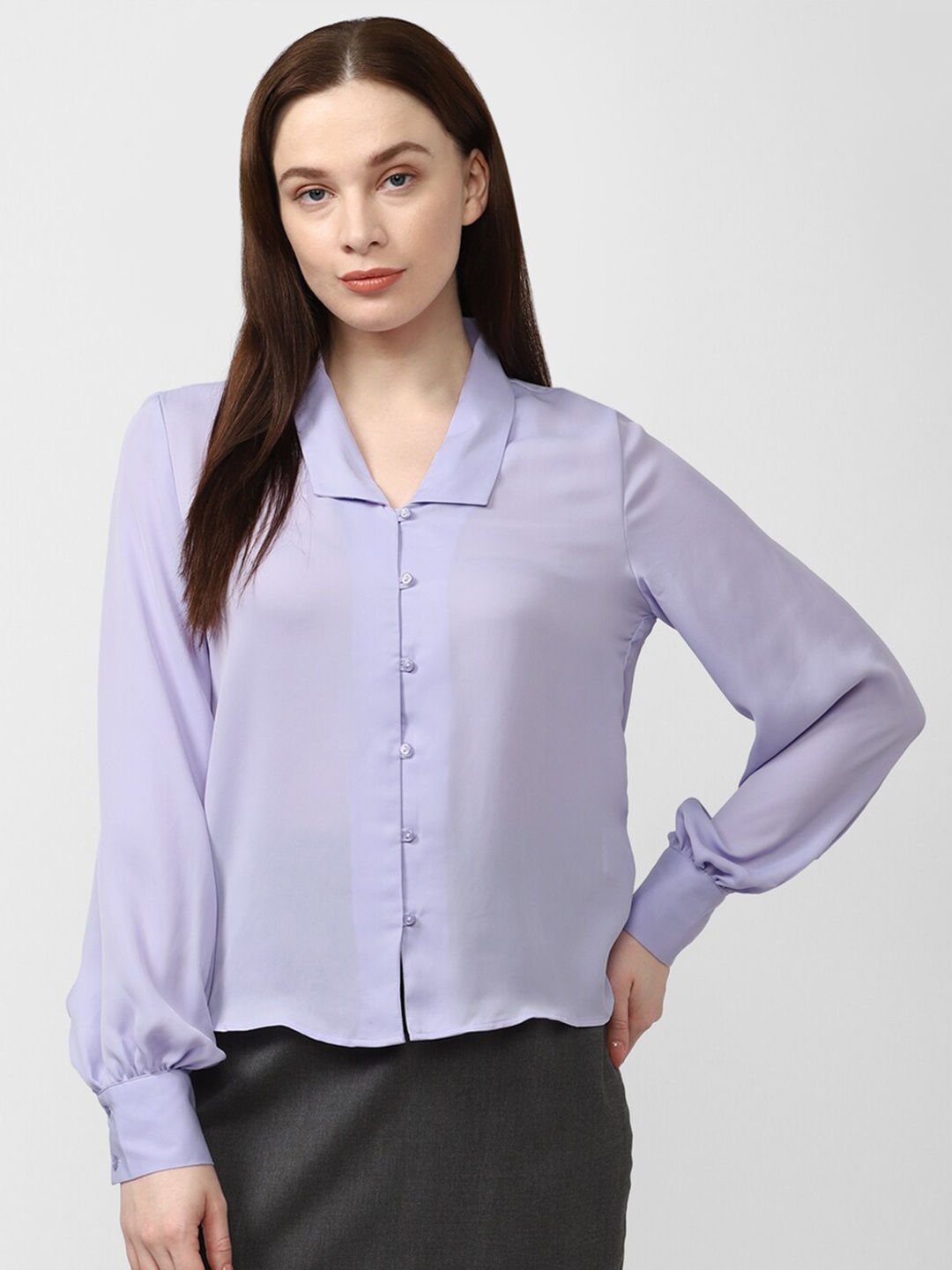 

Van Heusen Woman Puff sleeved Formal Shirt, Purple