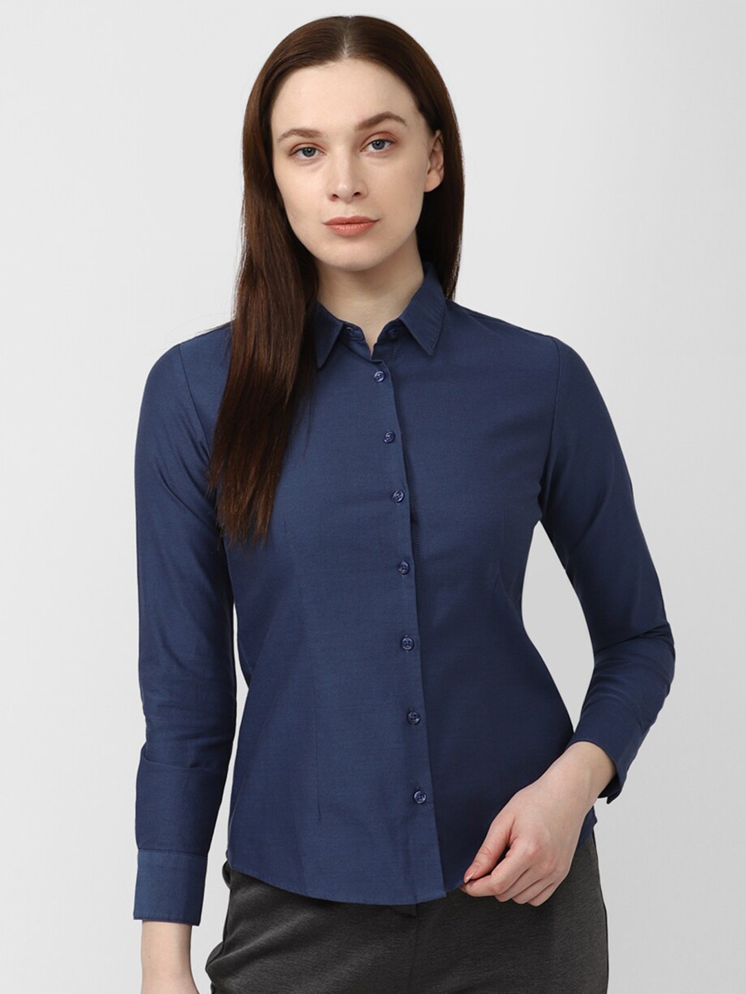 

Van Heusen Woman Cotton Formal Shirt, Navy blue