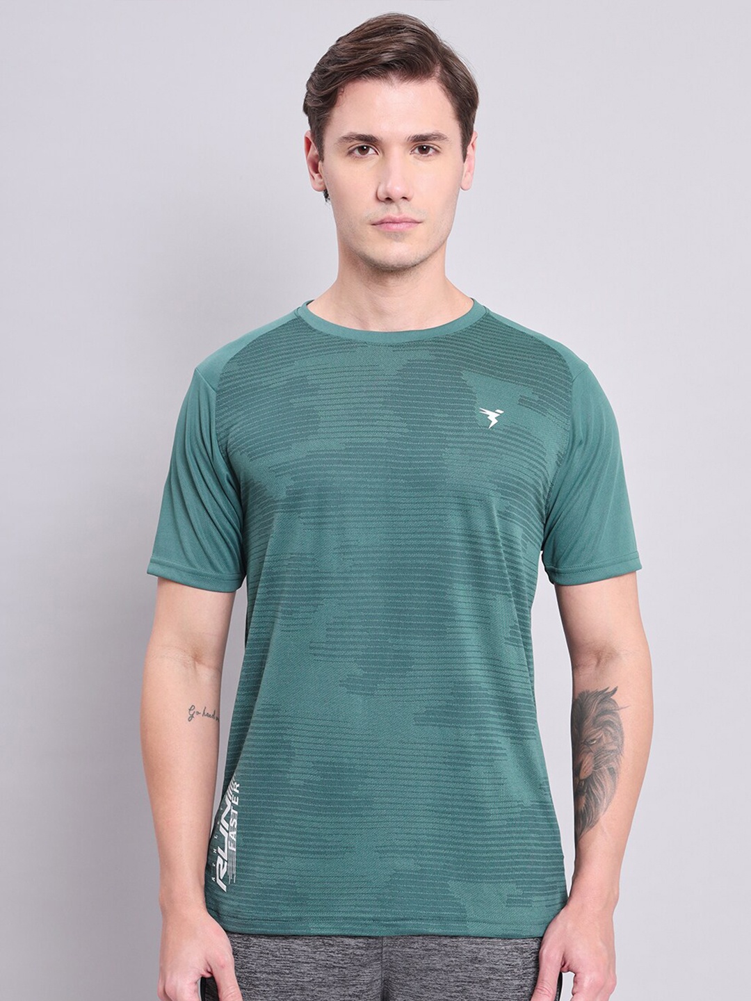 

Technosport Abstract Printed Antimicrobial Training or Gym T-shirt, Green