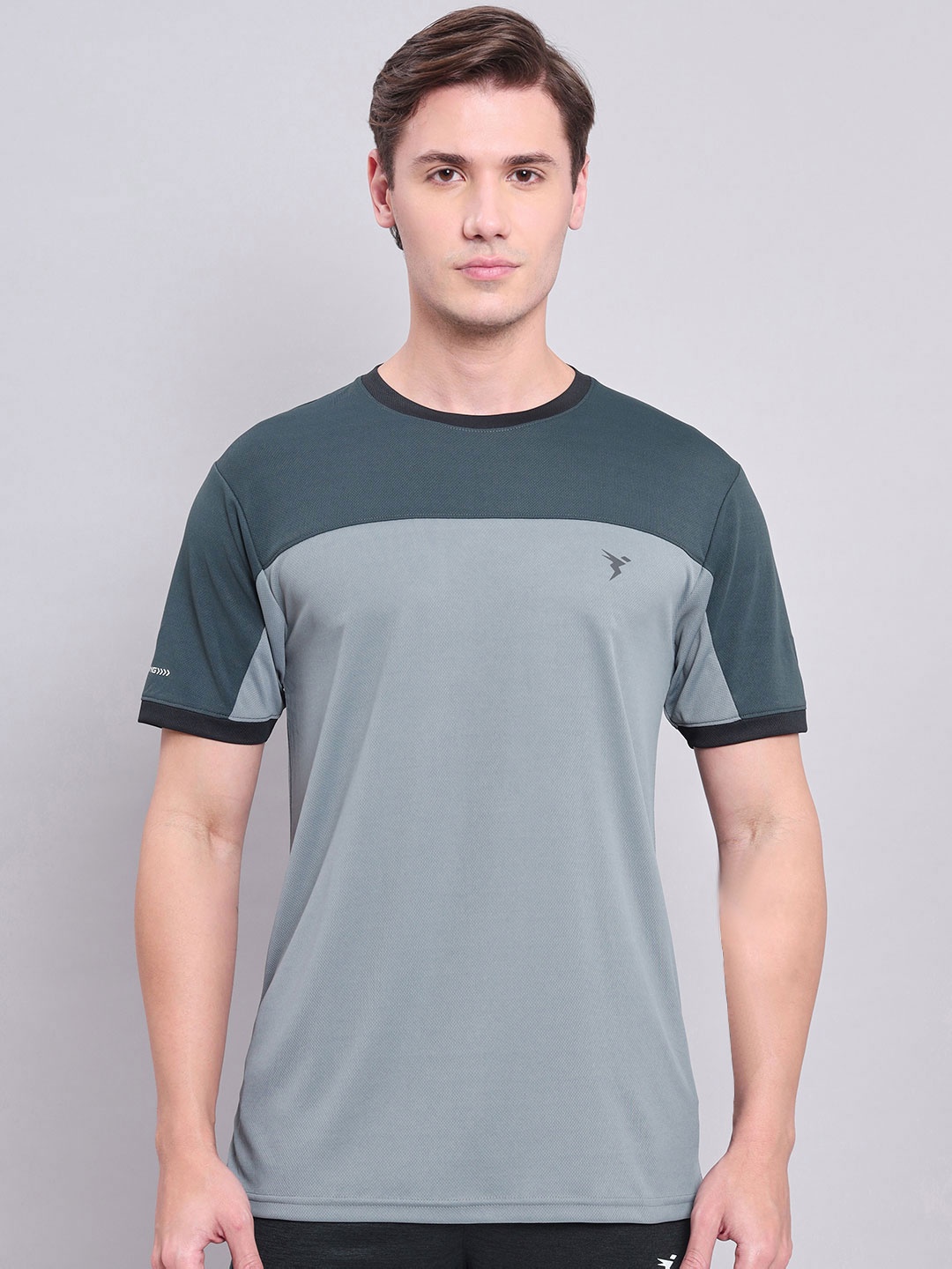 

Technosport Colourblocked Round Neck Antimicrobial T-shirt, Grey