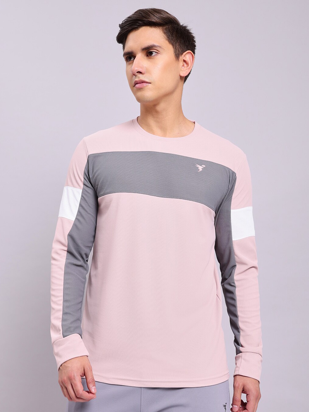 

Technosport Antimicrobial Colourblocked Long Sleeve Training or Gym T-shirt, Pink