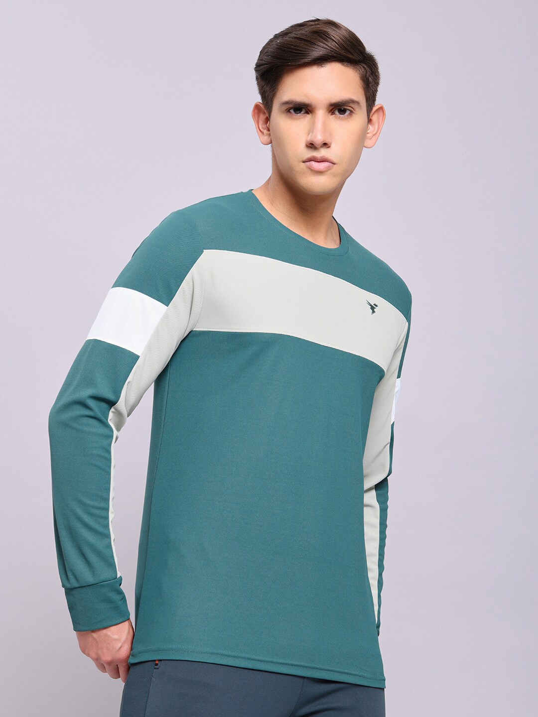

Technosport Colourblocked Long Sleeves Antimicrobial T-shirt, Teal