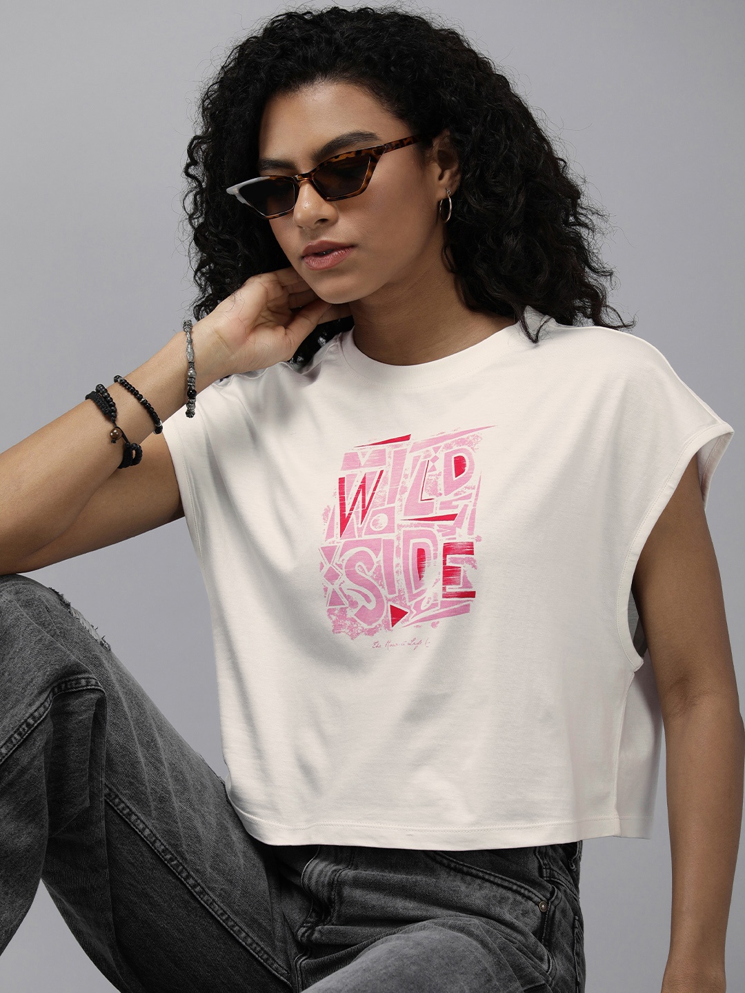 

Roadster Graphic Printed Boxy T-shirt, Off white