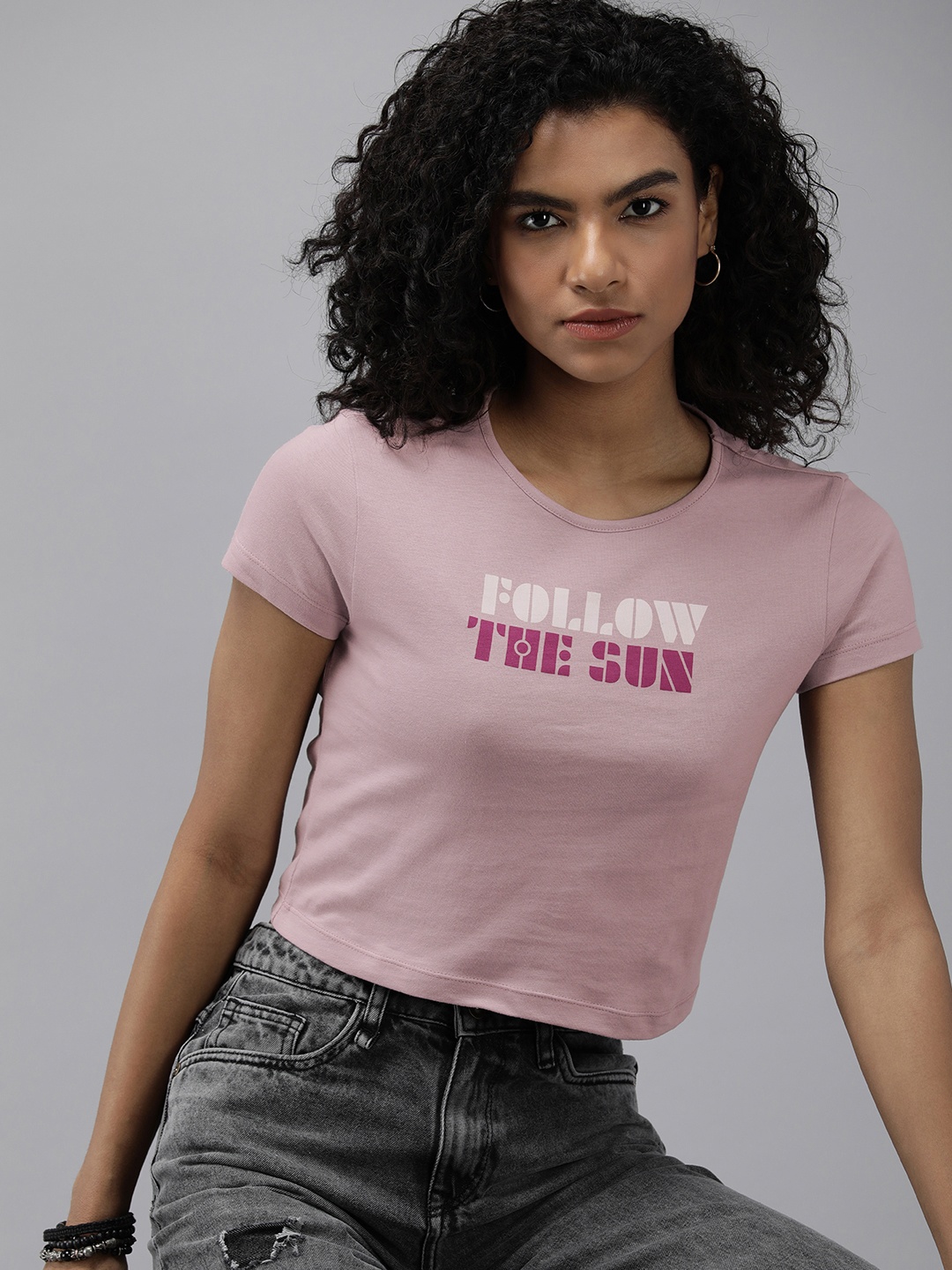 

Roadster Typography Printed Slim Fit T-shirt, Grey
