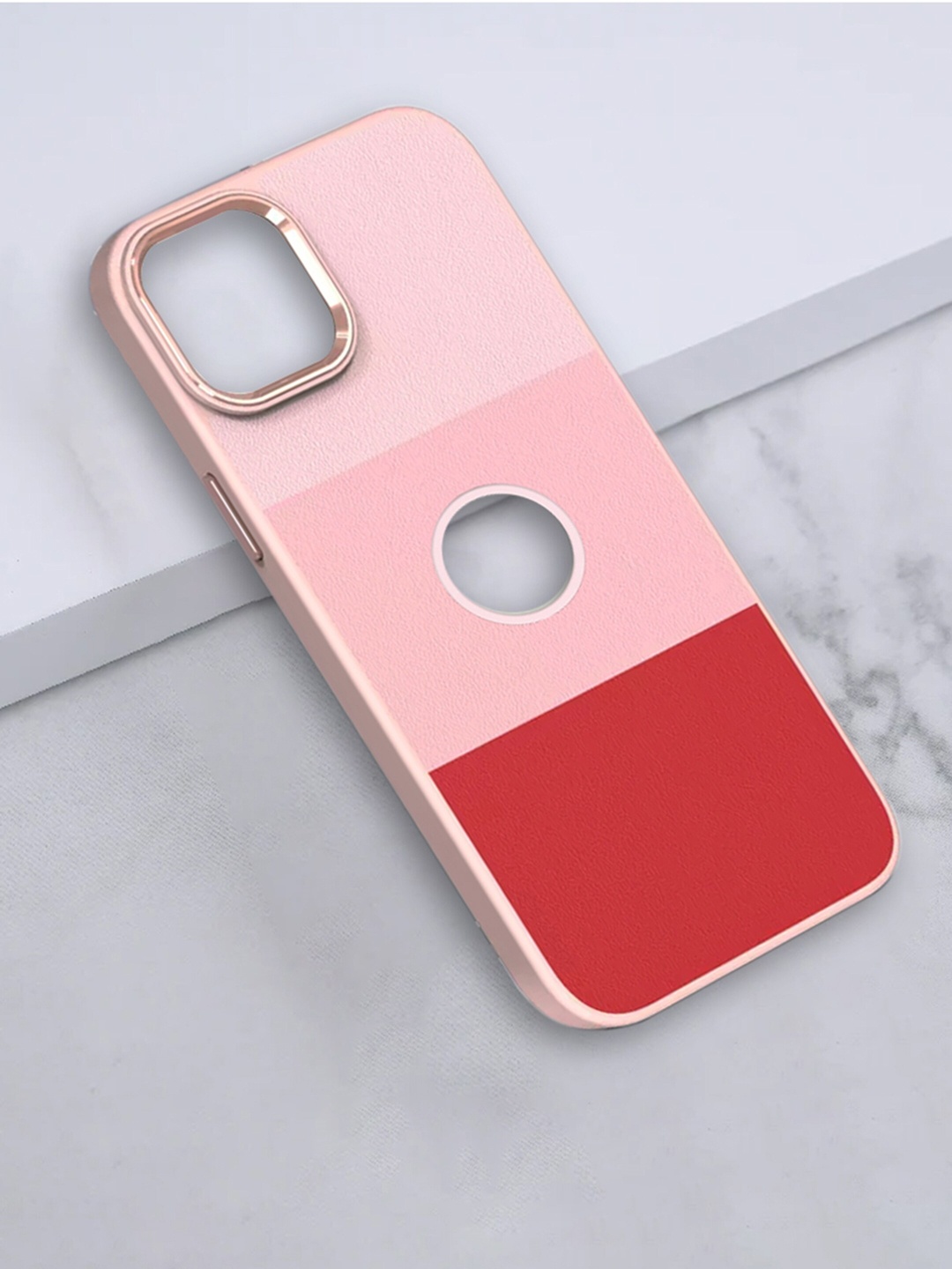 

Karwan Colorblocked iPhone 13 Pro Mobile Premium Leather Back Case, Pink