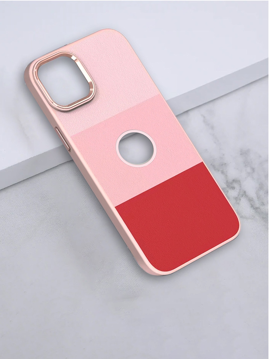 

Karwan Premium Leather iPhone 13 Phone Back Cover, Pink