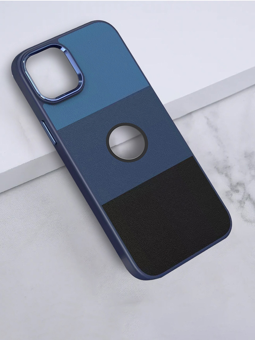 

Karwan Premium Leather iPhone 12 Mobile Leather Back Case, Blue