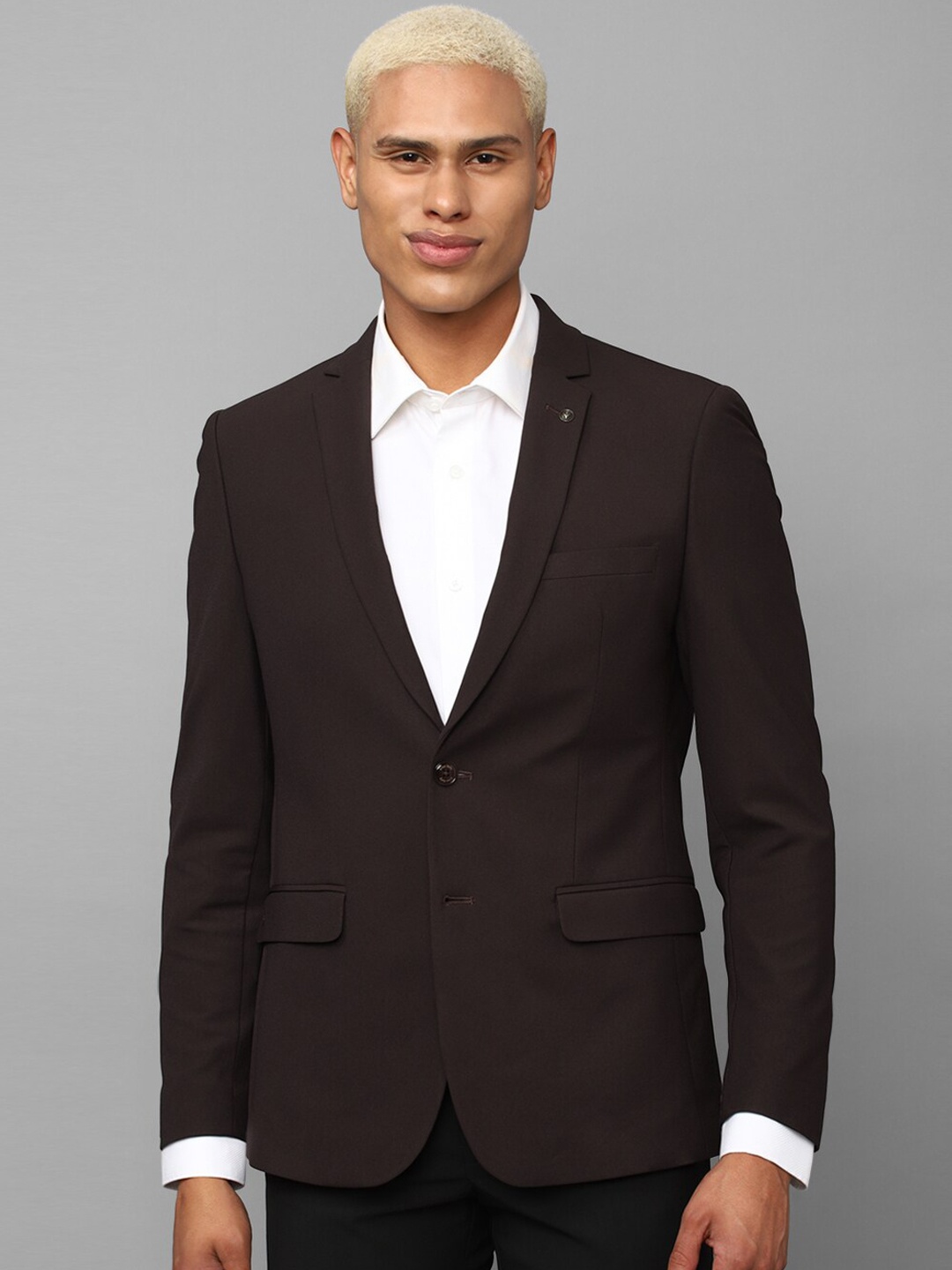 

Allen Solly Slim-Fit Single-Breasted Formal Blazer, Brown