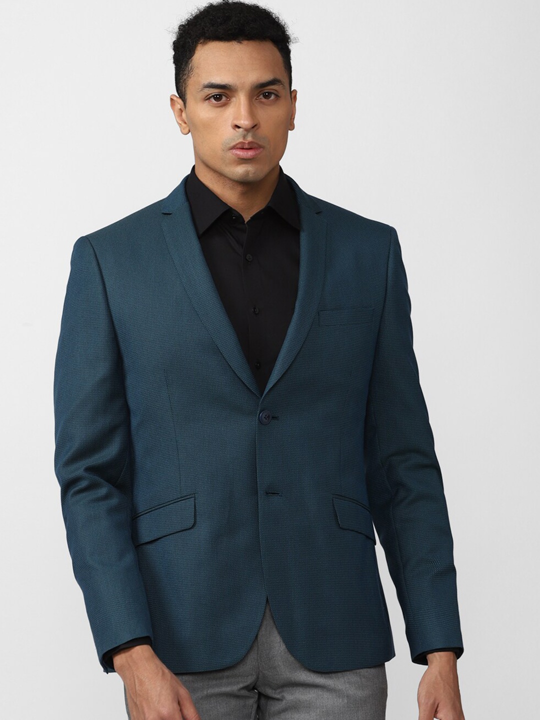

V Dot Slim-Fit Single-Breasted Formal Blazers, Blue