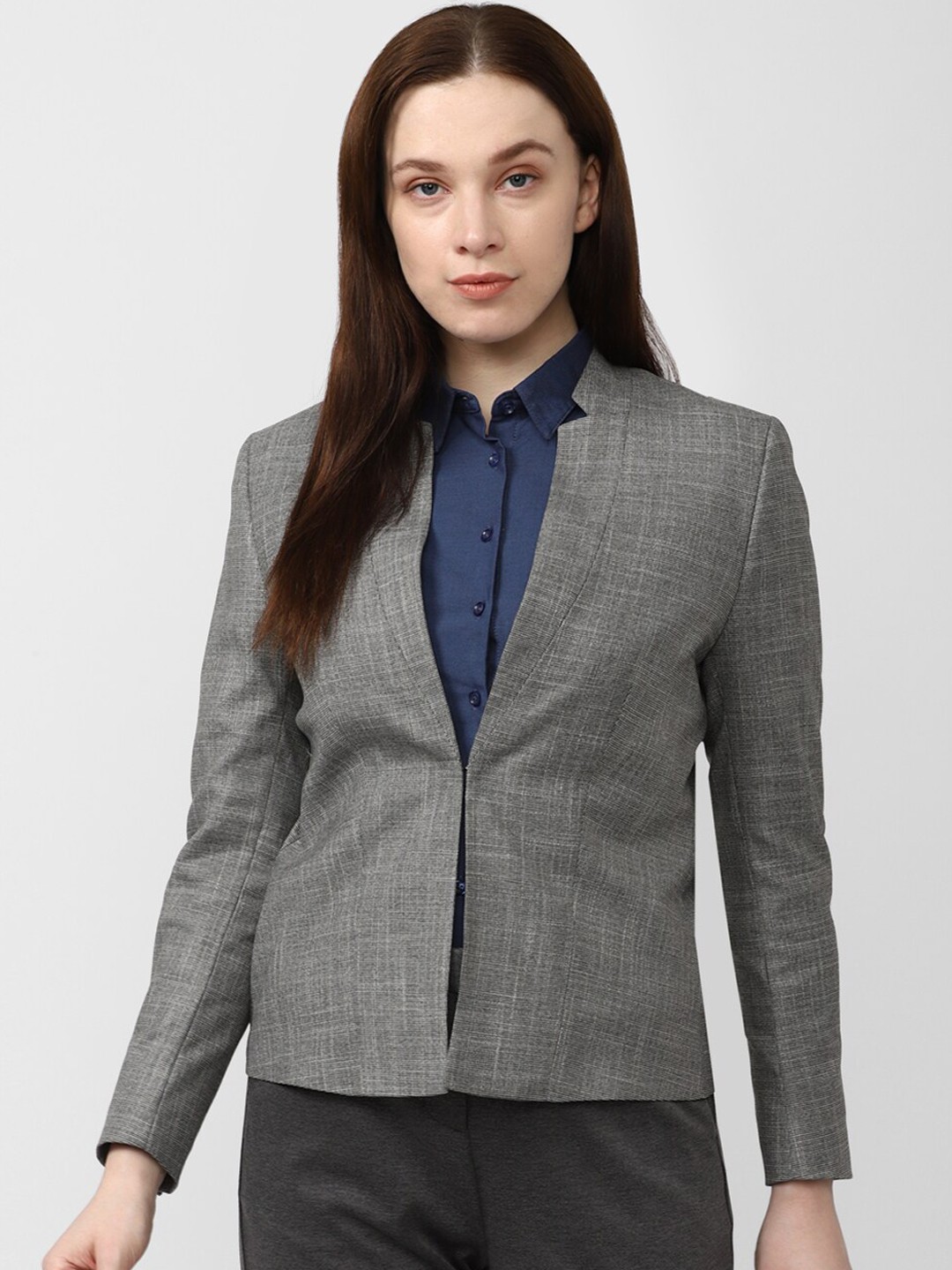 

Van Heusen Woman Self Designed Single-Breasted Formal Blazer, Grey