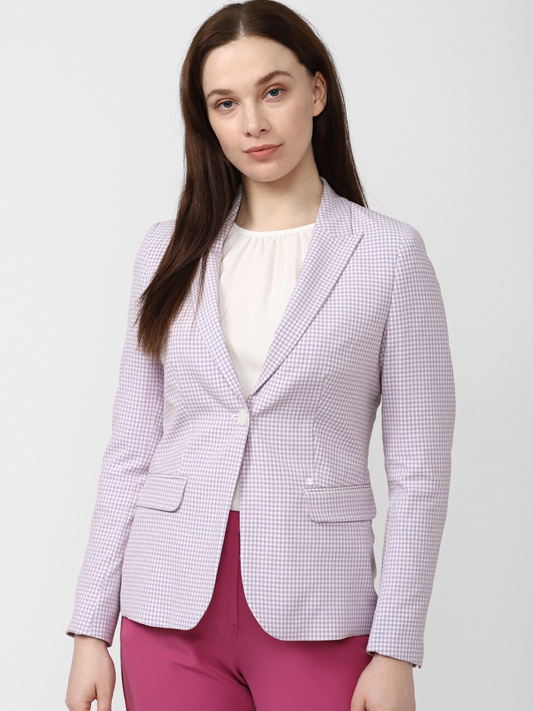 

Van Heusen Woman Checked Single-Breasted Casual Blazer, Purple
