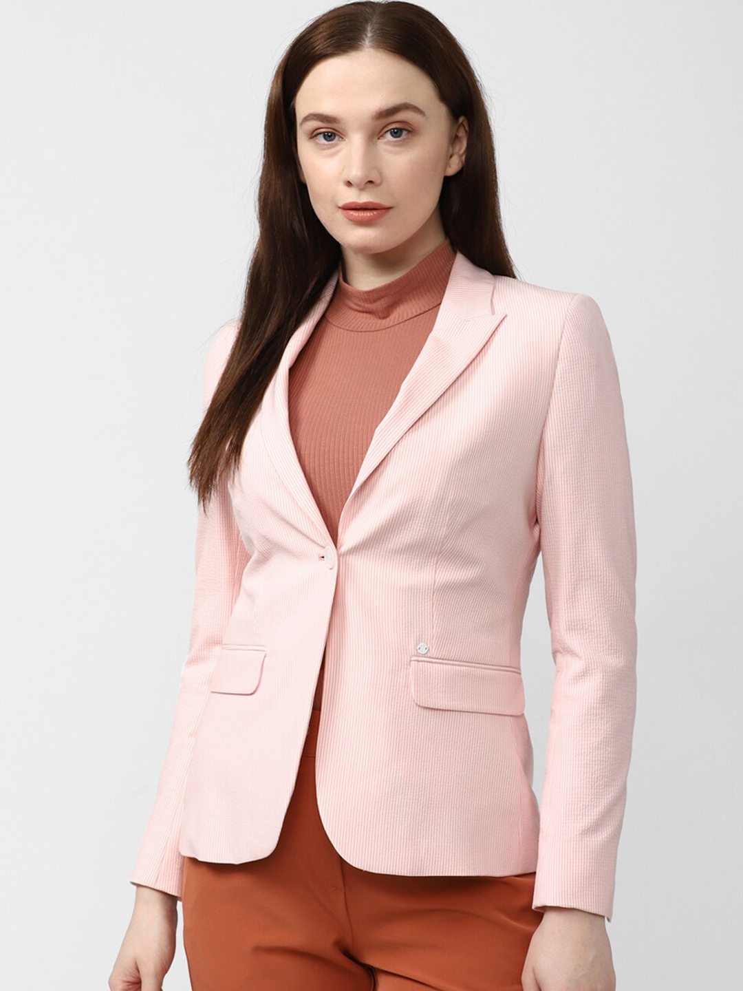 

Van Heusen Woman Striped Single-Breasted Formal Blazers, Pink