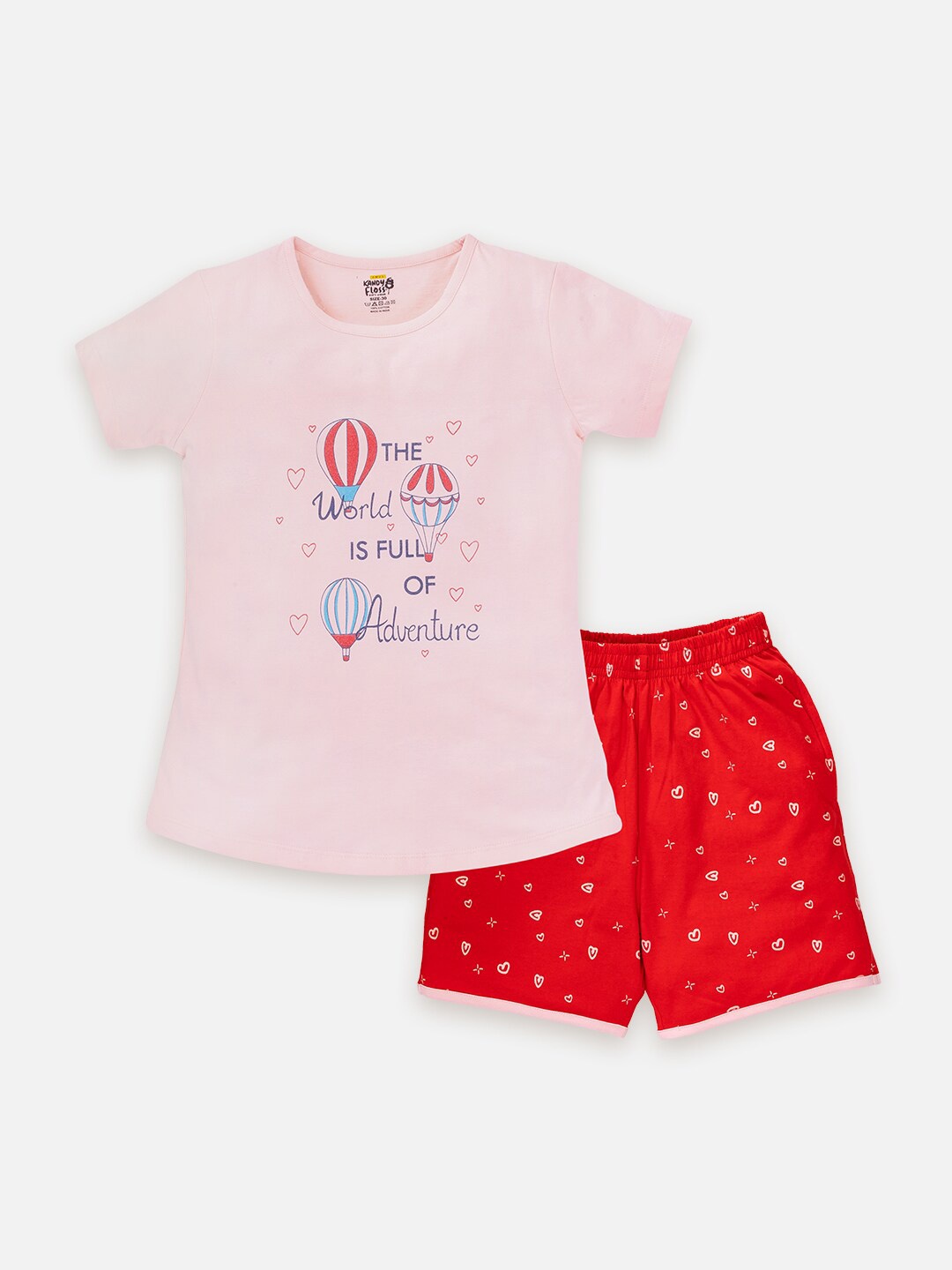 

AMUL Kandyfloss Girls Pure Cotton Top with Shorts, Pink